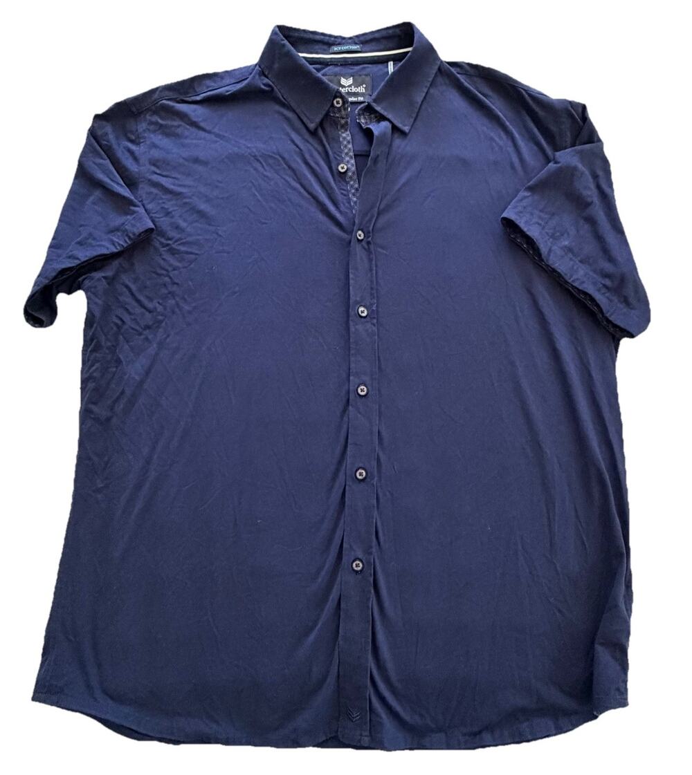 Buttercloth Mens Short Sleeves Icy Cotton Mens Navy Polo Shirt 2XL $138 Cooling